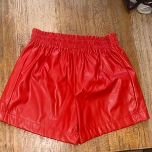 Entro High Waist Red faux leather Shorts size M
